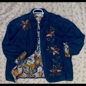 🧡Flower Embroidered Denim Jacket🧡